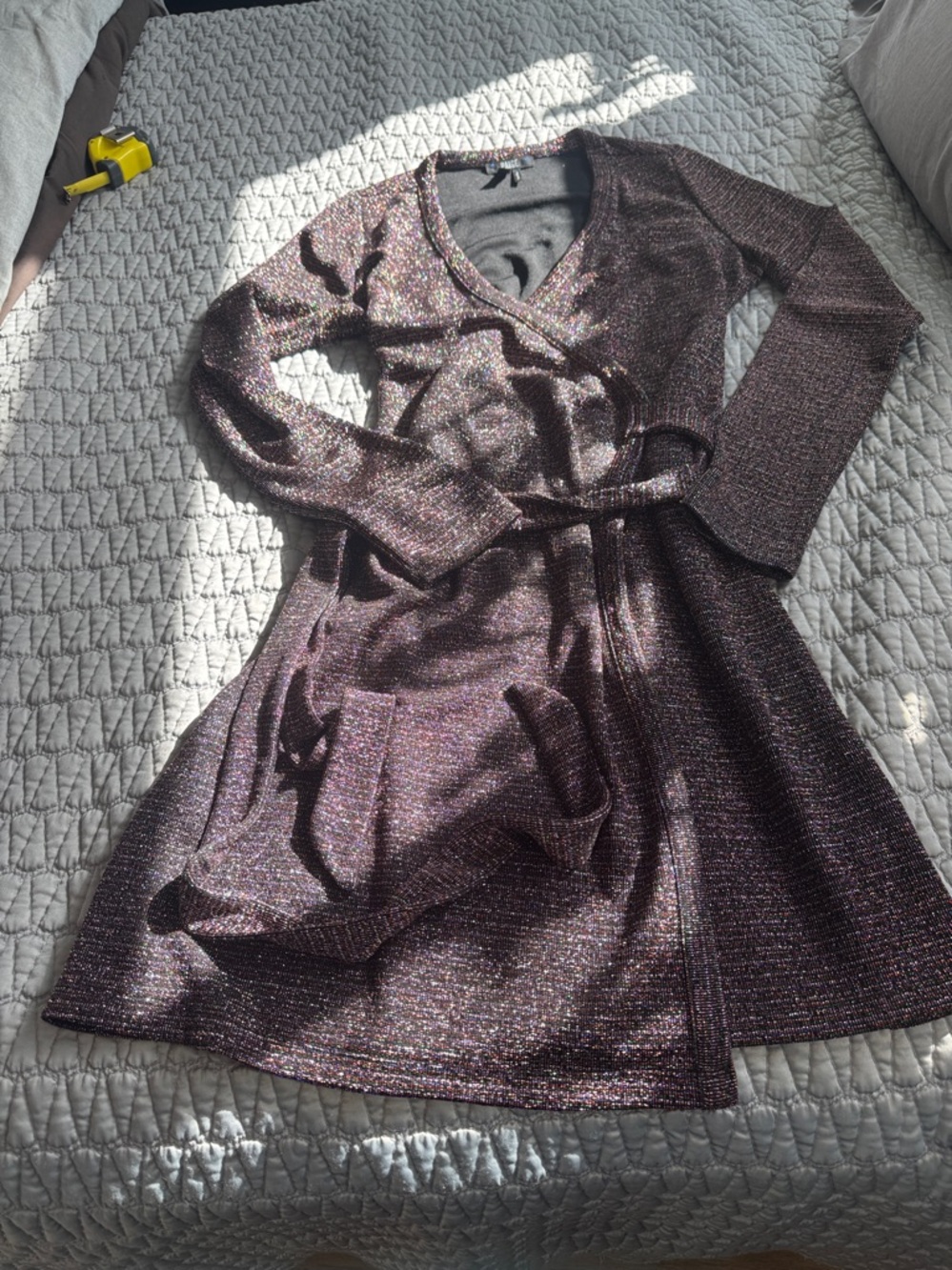 PAIGE Lucielle Longsleeve Stretchy Lurex Metallic Wrap Size XS - Picture 3 of 8
